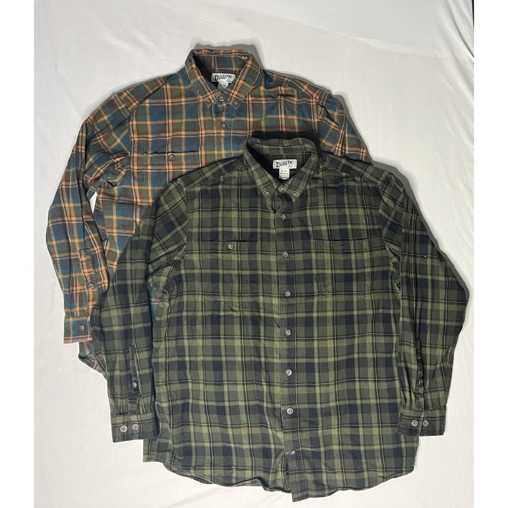 Duluth Relaxed Fit Flannel Shirts Men's Size XL Tall Plaid Button Up Lot Of 2